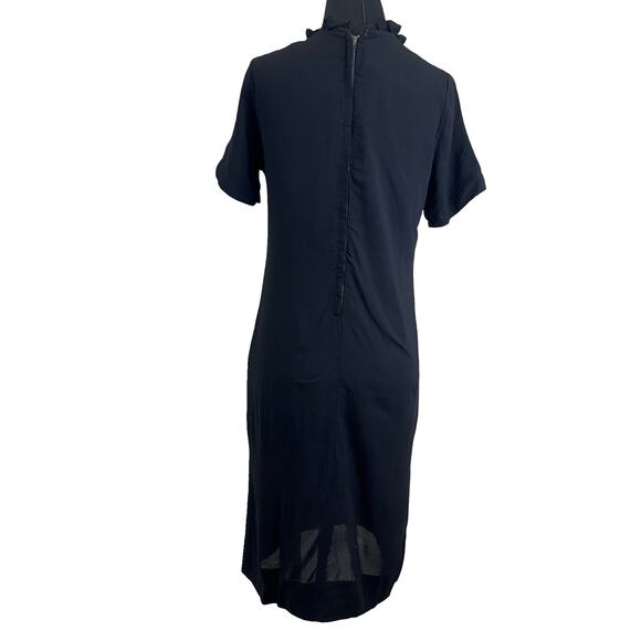 Vintage 1960s Black Mad Men Wiggle Dress with Ruffle Neck & Bow – ILGWU - Picture 3 of 15